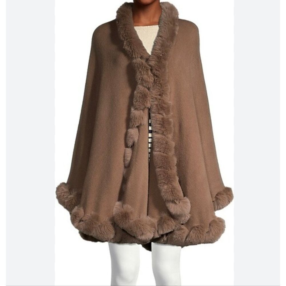 SAACHI FUR TRIMMED CAPE/KIMONO